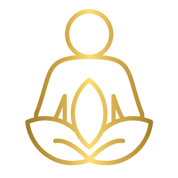 Meditation Symbol im Outline-Stil mit sitzender Figur