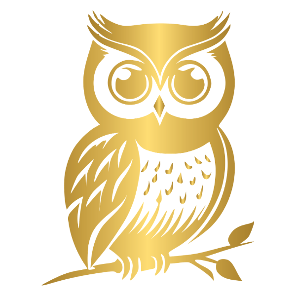 Eule als Symbol für Weisheit im Outline-Stil